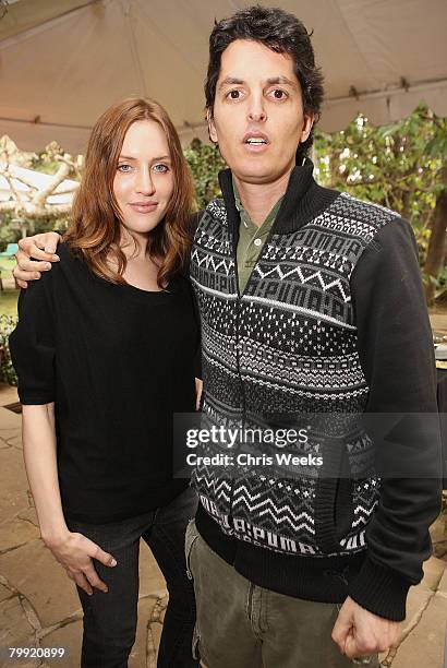 Charis Michelsen and actor Josh Evans attend a luncheon hosted by legendary producer Robert Evans at a private residence on February 21, 2008 in...