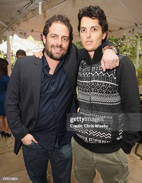 Director Brett Ratner and actor Josh Evans attend a luncheon hosted by legendary producer Robert Evans at a private residence on February 21, 2008 in...