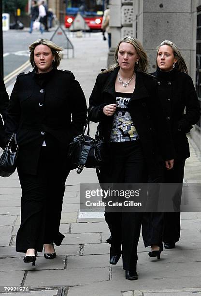 Sisters of Sally Anne Bowman Danielle, Michelle and Nicole arrive at the Old Bailey on Friday 22, 2008 in London. The Jury are deliberating the case...