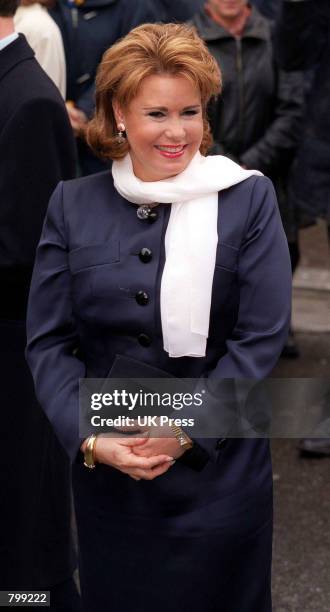 The Duchess of Luxembourg attends a public ceremony as part of a two day celebration for the Grand Duke's accession April 6, 2001 in Luxembourg.