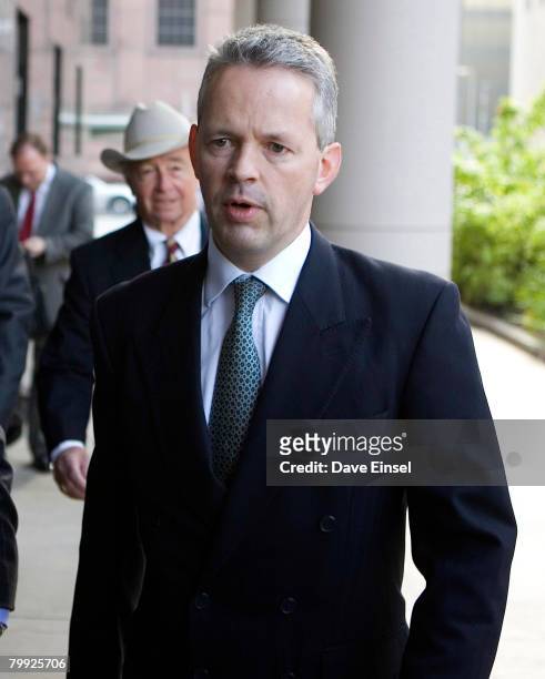 Former NatWest banker David Bermingham arrives at the Bob Casey US Courthouse to be formally sentenced, having pled guilty to a charge of wire fraud,...