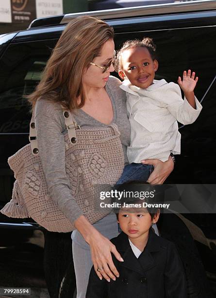 Angelina Jolie, Pax Jolie-Pitt and Zahara Jolie-Pitt visit Borders book store on September 20, 2007 in New York City.