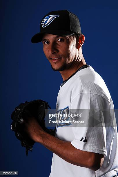 Pitcher Davis Romero of the Toronto Blue Jays poses for a photo on media day during spring training at the Bobboy Mattix Traing Center February 22,...