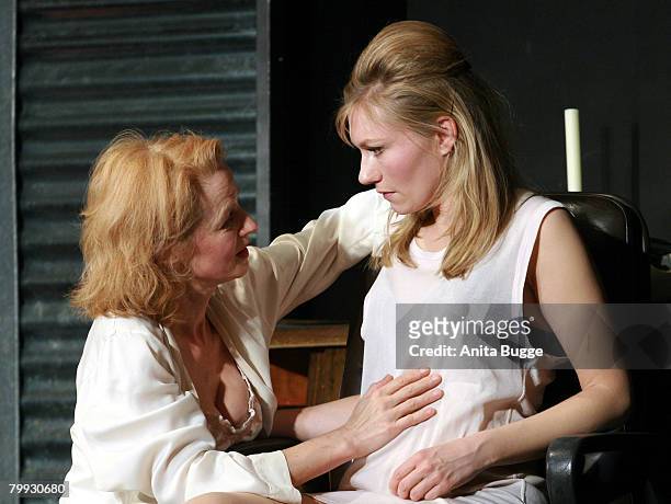 Emanuela von Frankenberg and Johanna Christine Gehlen in a dress rehearsal for "Endstation Sehnsucht" at the Renaissance Theatre on February 22, 2008...