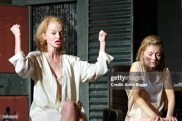 Emanuela von Frankenberg and Johanna Christine Gehlen in a dress rehearsal for "Endstation Sehnsucht" at the Renaissance Theatre on February 22, 2008...