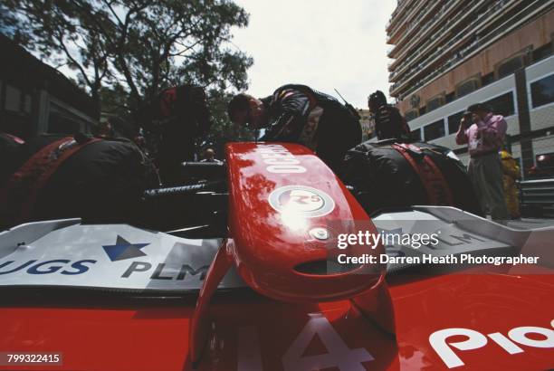 Detail view of a Steinmetz diamond placed in the nose section of the Jaguar Racing F1 Team Jaguar R5 Cosworth CR-6 V10 to promote the forthcomimg...