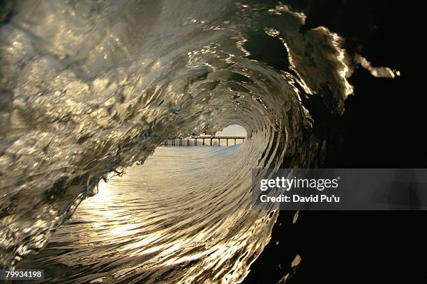 inside breaking ocean wave - david puu stock-fotos und bilder