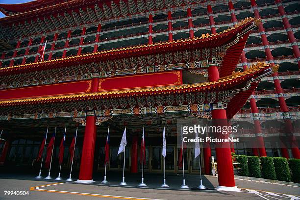 portico of the grand hotel in taipei - oriflamme stock pictures, royalty-free photos & images