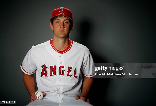 Nick Adenhart of the Los Angeles Angels of Anaheim poses for a portrait during photo day at Tempe Diablo Stadium February 22, 2008 in Tempe, Arizona .