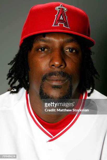 Vladimir Guerrero of the Los Angeles Angels of Anaheim poses for a portrait during photo day at Tempe Diablo Stadium February 22, 2008 in Tempe,...