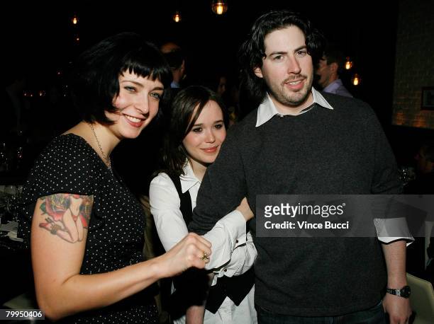 Screenwriter Diablo Cody, actress Ellen Page and director Jason Reitman of the film "Juno" attend the Fox Searchlight Pictures' Oscar and Independent...