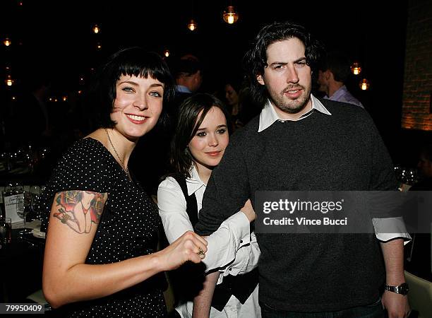 Screenwriter Diablo Cody, actress Ellen Page and director Jason Reitman of the film "Juno" attend the Fox Searchlight Pictures' Oscar and Independent...