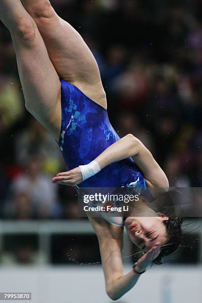 China's Guo Jingjing who wins the second place competes during the women's 3 meter springboard finals of the 'Good Luck Beijing' 2008 16th FINA...