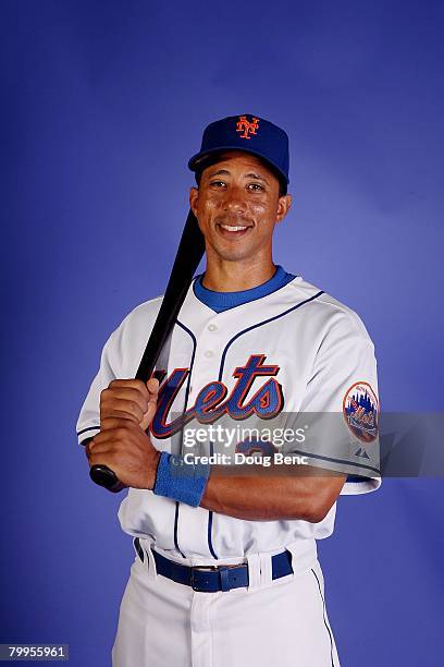 Damion Easley of the New York Mets poses during Spring Training Photo Day at Tradition Field on February 23, 2008 in Port Saint Lucie, Florida.