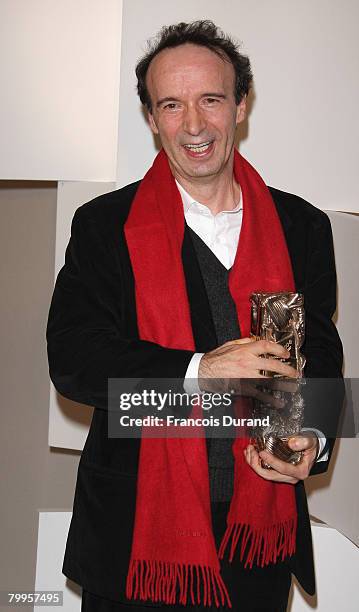 Roberto Benigni poses in the award room at Cesar Film Awards 2008 at Theatre du Chatelet on February 22, 2008 in Paris, France.