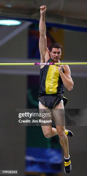 Brad Walker wins the Men's Pole Vault at the AT&T USA Indoor Track & Field Championships at the Reggie Lewis Track & Athletic Center February 23,...