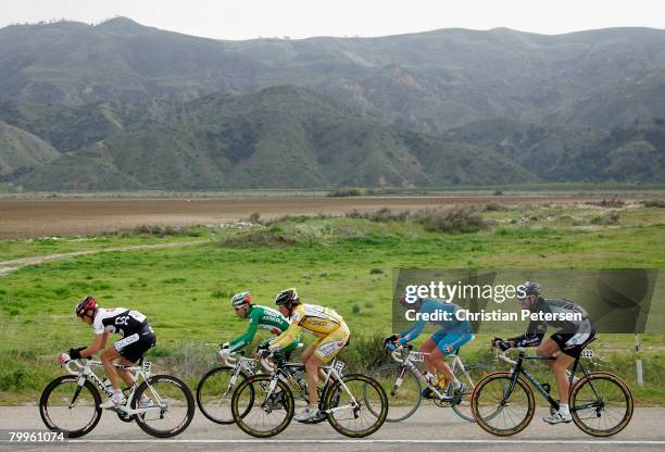 Karsten Kroon of the Netherlands, riding for Team CSC, leads the break in Stage 6 of the AMGEN Tour of California February 23, 2008 in Ventura...
