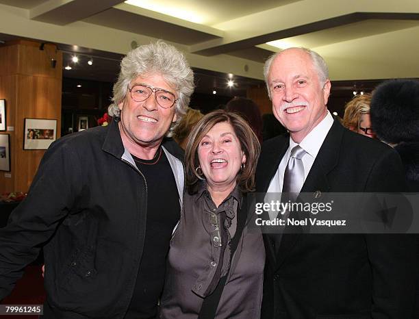 Didier Lavergne, Jan Archibald, and Leonard Engelman attend the Oscar Makeup Cocktail Party at the Samuel Goldwyn Theater on February 23, 2008 in Los...