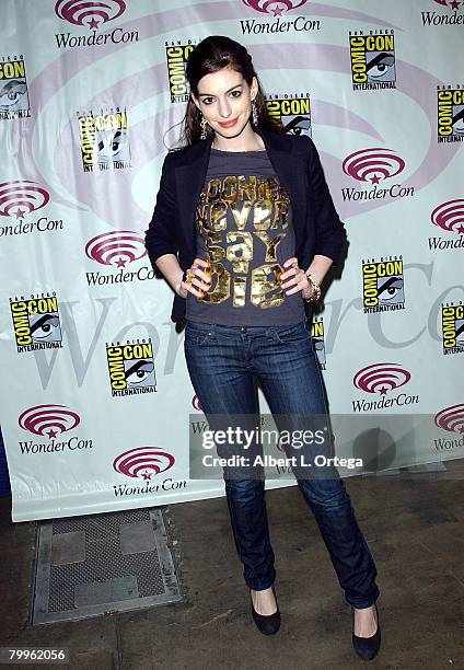Actress Anne Hathaway attends the 2008 Wonder Con day 2 at the Moscone Center South on February 23, 2008 in San Francisco, California.