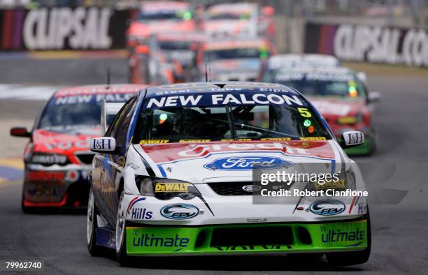 Mark Winterbottom of Ford Performance Racing heads through the chicane during race two of the Clipsal 500 which is round one of the V8 Supercar...