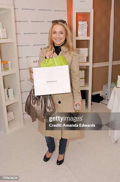 Actress Hayden Panettiere attends The Belvedere Luxury Lounge in honor of the 80th Academy Awards featuring Rembrandt, held at the Four Seasons Hotel...