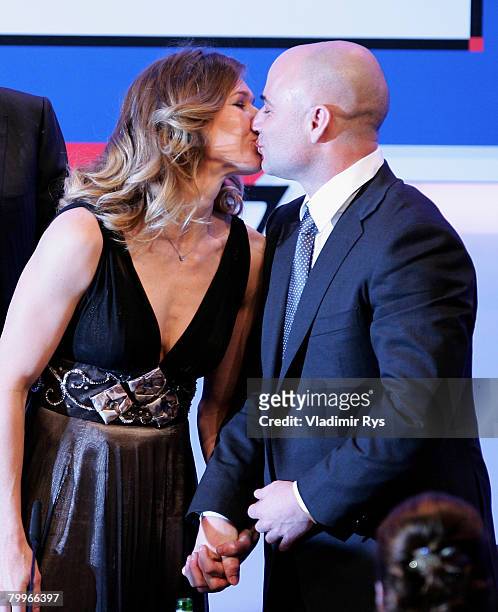 Former tennis stars Stefanie Graf her husband Andre Agassi are seen kissing during the German Media Awards 2007 ceremony at the Kongresshaus on...