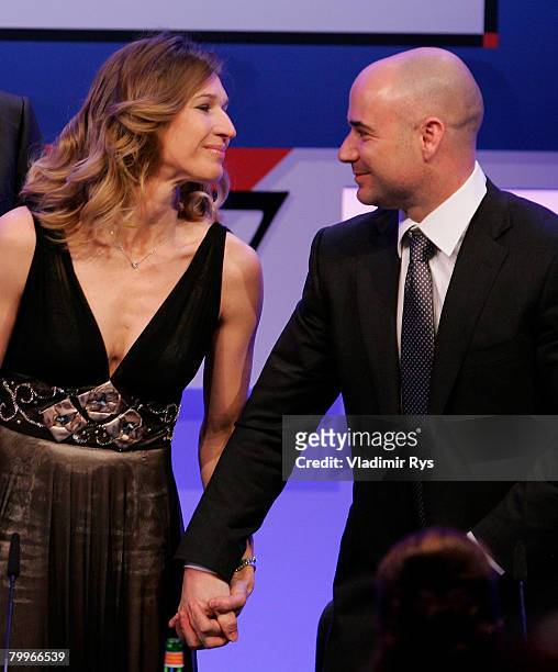 Former tennis stars Stefanie Graf and her husband Andre Agassi attend the German Media Awards 2007 ceremony at the Kongresshaus on February 24, 2008...