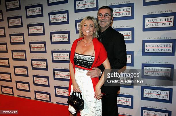 Norbert Medus and his wife Sabine Christiansen arrive at the German Media Awards 2007 ceremony at the Kongresshaus on February 24, 2008 in...