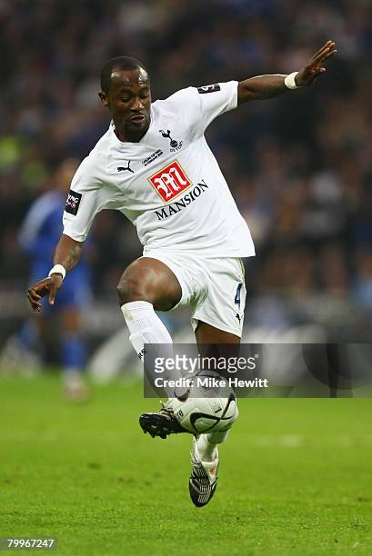 Didier Zokora of Tottenham Hotspur in action during the Carling Cup Final between Tottenham Hotspur and Chelsea at Wembley Stadium on February 24,...