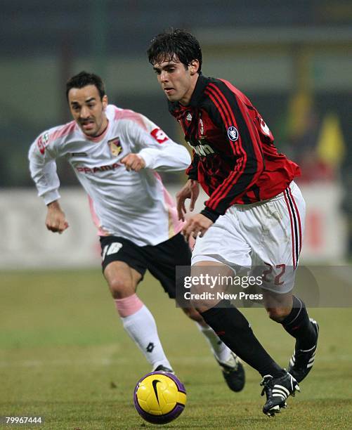 Kaka of Milan in action during the Serie A match between Milan and Palermo at the Stadio San Siro on february 24, 2007 in Turin, Italy.