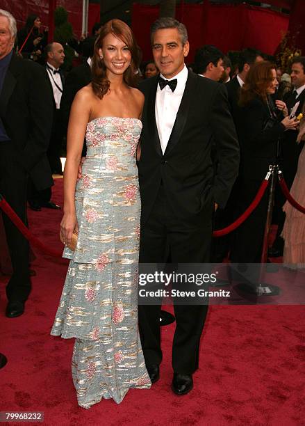 Sarah Larson and actor George Clooney attend the 80th Annual Academy Awards at the Kodak Theatre on February 24, 2008 in Los Angeles, California.