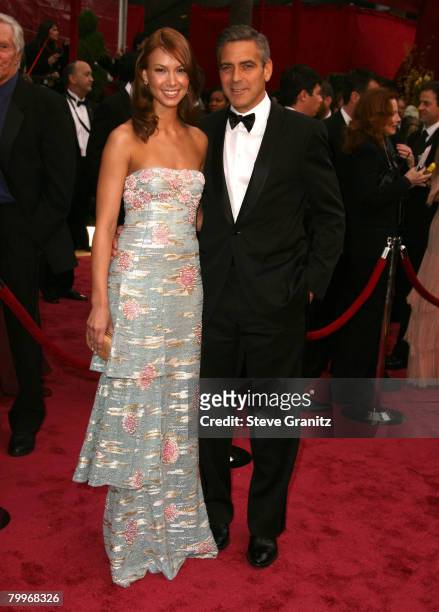 Sarah Larson and actor George Clooney attend the 80th Annual Academy Awards at the Kodak Theatre on February 24, 2008 in Los Angeles, California.