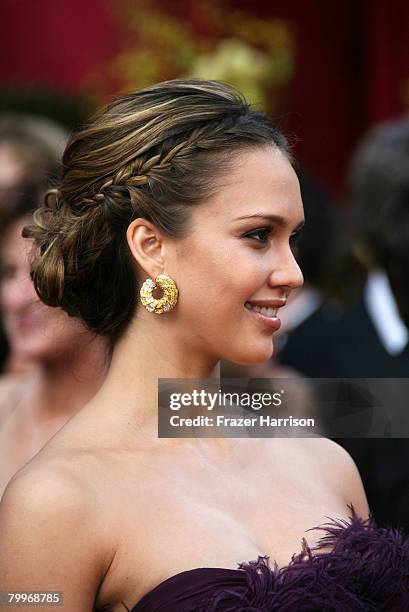 Actress Jessica Alba arrives at the 80th Annual Academy Awards held at the Kodak Theatre on February 24, 2008 in Hollywood, California.