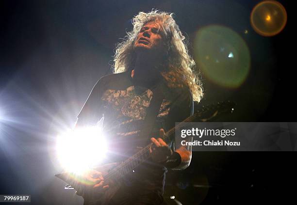 Musician Dave Mustaine of Megadeth performs at Brixton Academy February 24, 2008 in London England.