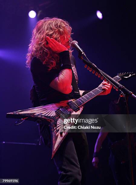 Musician Dave Mustaine of Megadeth performs at Brixton Academy February 24, 2008 in London England.