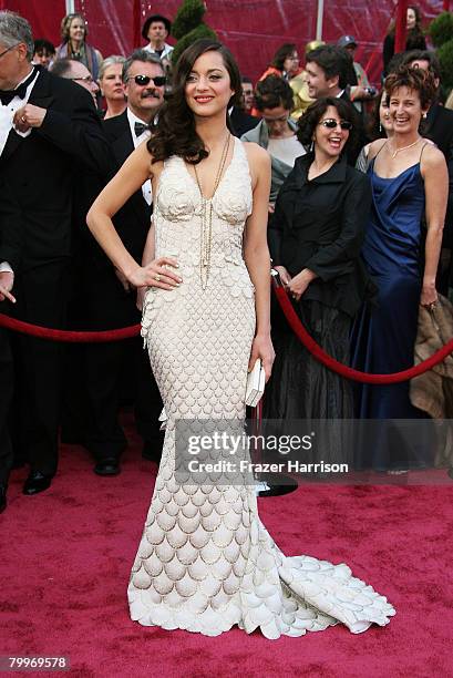 Actress Marion Cotillard arrives at the 80th Annual Academy Awards held at the Kodak Theatre on February 24, 2008 in Hollywood, California.