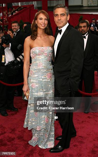 Actor George Clooney and Sarah Larson arrive at the 80th Annual Academy Awards held at the Kodak Theatre on February 24, 2008 in Hollywood,...