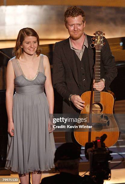 Actors/musicians Marketa Irglova and Glen Hansard perform their song from "Once" during the 80th Annual Academy Awards held at the Kodak Theatre on...