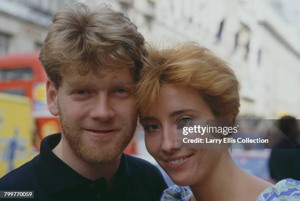 British actors Kenneth Branagh and Emma Thompson, who star together in the BBC Television drama series Fortunes of War, pictured together in London...