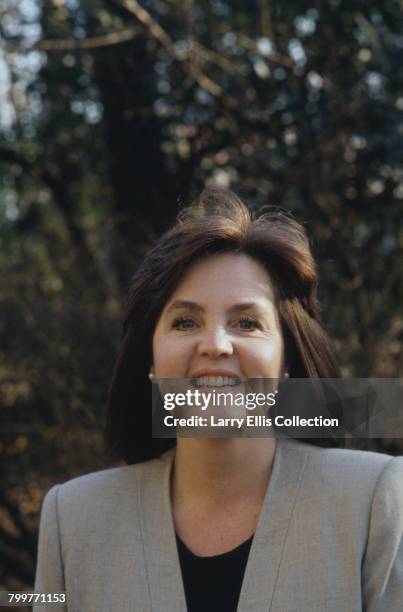 English actress Pauline Collins pictured in character as Harriet Boult on location during filming of the London Weekend Television drama series...