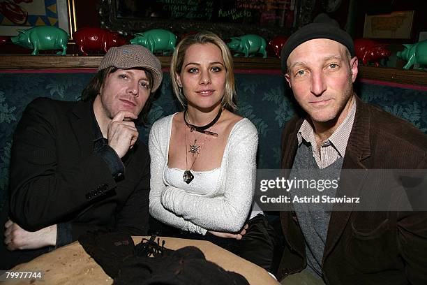 Musician De,; actress Meital Dohan and writer Jonathan Ames attends the New York Magazine Oscar Viewing Party held inside The Spotted Pig on February...