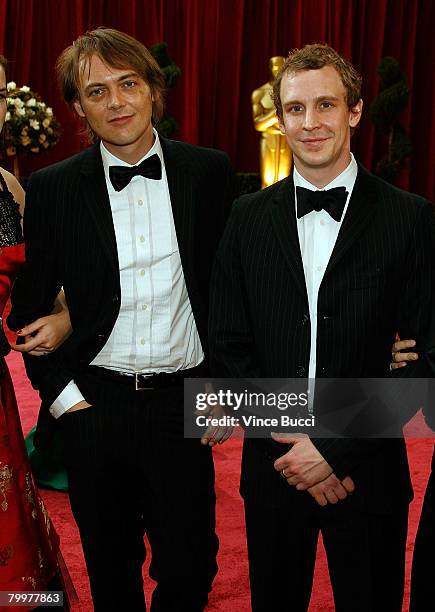 Director Maciek Szczerbowski and director Chris Lavis from the film "Madame Tutli-Putli" arrive at the 80th Annual Academy Awards held at the Kodak...
