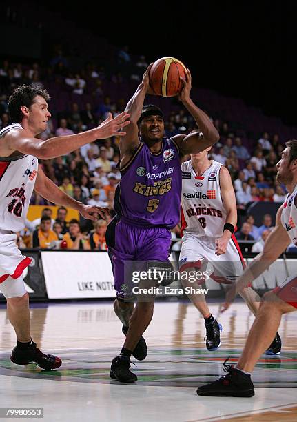 Dontaye Draper of the Kings looks to pass the ball during game one of the NBL Semi Final Series between the Sydney Kings and the Perth Wildcats at...