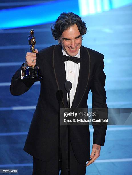 Actor Daniel Day-Lewis onstage during the 80th Annual Academy Awards at the Kodak Theatre on February 24, 2008 in Los Angeles, California.