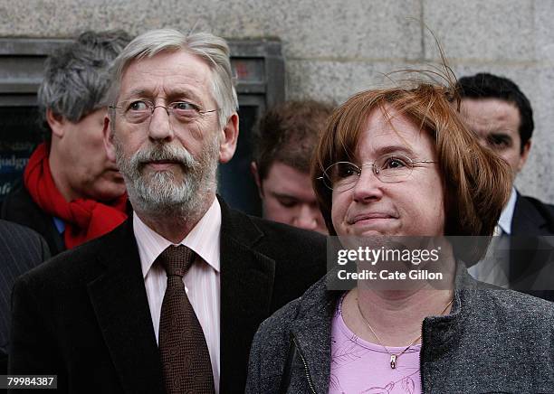 The parents of Amelie Delagrange, Jean-Francois and Dominique speak to the press outside the Old Bailey on February 25, 2008 in London, England....