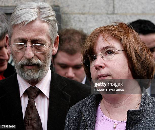 The parents of Amelie Delagrange, Jean-Francois and Dominique speak to the press outside the Old Bailey on February 25, 2008 in London, England....