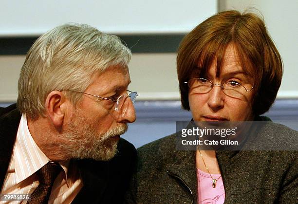 The parents of Amelie Delagrange, Jean-Francois and Dominique speak to the press at Snow Hill Police Station on February 25, 2008 in London, England....