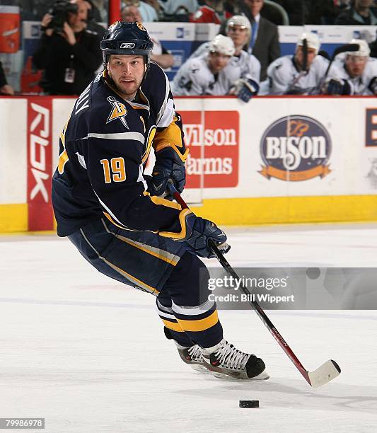 Tim Connolly of the Buffalo Sabres skates against the Tampa Bay Lightning on February 20, 2008 at HSBC Arena in Buffalo, New York.