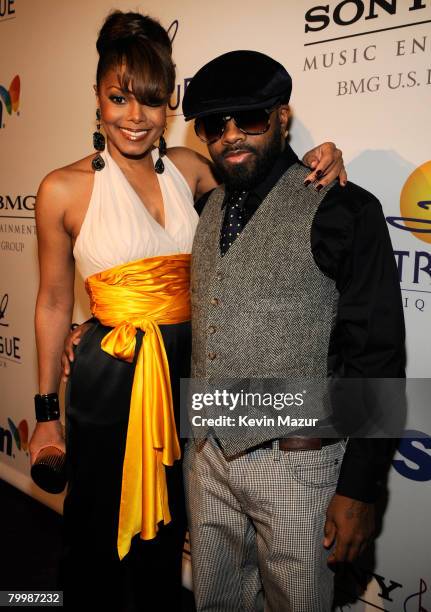 Singer Janet Jackson and Jermaine Dupri attends the 2008 Clive Davis Pre-GRAMMY party at the Beverly Hilton Hotel on February 9, 2008 in Los Angeles,...