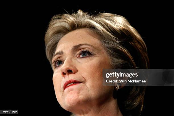 Democratic presidential candidate Sen. Hillary Clinton speaks at George Washington University during a campaign event February 25, 2008 in...